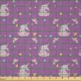 thumbnail image 2 of Ambesonne Unicorn Fabric by the Yard Microfiber, Animals Flowers Hearts Art, 5 Yards, Pale Purple Pastel Brown, 2 of 2