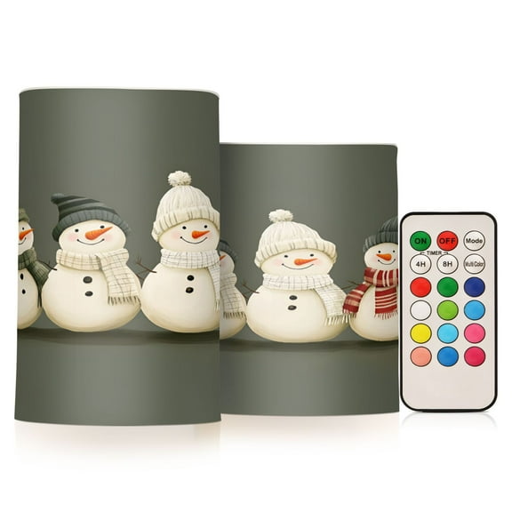 Yayeee Flameless Candles with Remote Flickering Battery Operated Multi Color Changing, Gray Snowmen