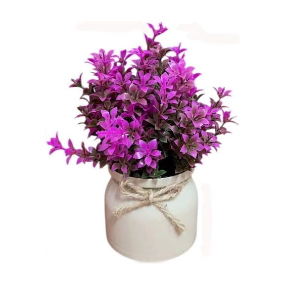 Anckoeil Artificial Flowers Potted Plant, Small Fake Greenery Bonsai in White Pot for Home, Living Room & Table Decor