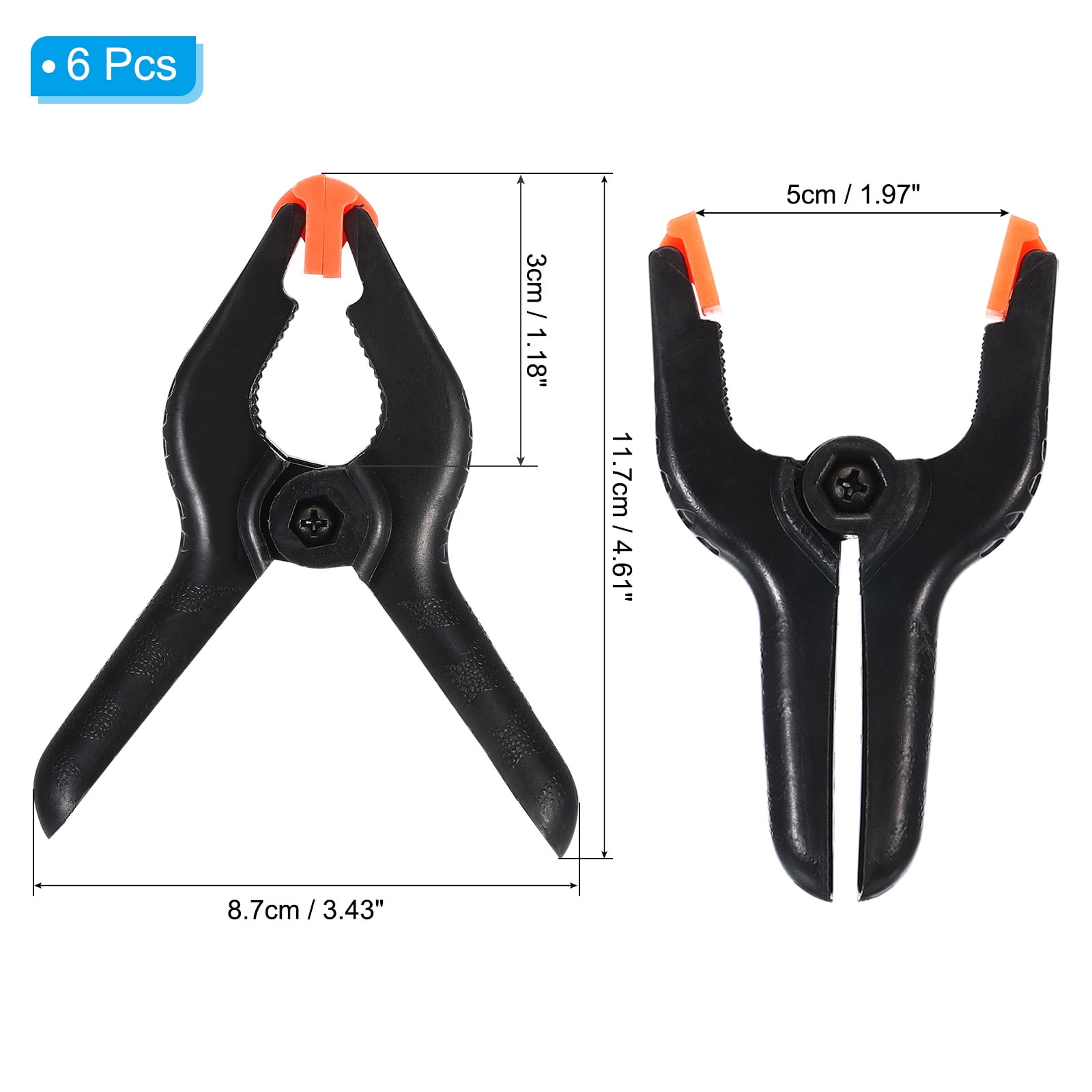 6pcs Spring Clamps - 4 Inch Plastic Clamps With Rubber Handles For Woodworking & DIY