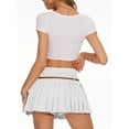 thumbnail image 5 of Women'S Belted A-Line Stretchy Club Y2k Mini Pleated Skirt with Belt White M, 5 of 8