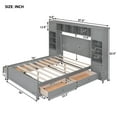 thumbnail image 2 of Harper & Bright Designs Full Size Platform Bed with All-in-One Cabinet and Storage Shelf, Wooden Full Bed Frame with 4 Drawers and Sockets, Gray, 2 of 12