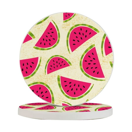 

Circular Drink Coasters Set Watermelon Beautiful Home Decor Diatomite Heat-Resistant Diatomite Protect Table Countertop