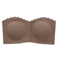 thumbnail image 3 of VISALY Strapless Front Closure Bra for Women Non Slip Padded Bandeau Bra Seamless Wirefree Underwear Strapless Bandeau Bralette Front Hook Padded Non Slip Seamless Push Up Tube Top Bra Coffee L, 3 of 8