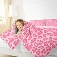 thumbnail image 4 of Manfei Ribbon Monogrammed P Queen Comforter Set for Girl, Kawaii Princess Style Bedding Sets, Cute Pink Cheetah Print Reversible Bedding Comforter Set, Super Cozy Room Decor, 3-Piece, 4 of 8