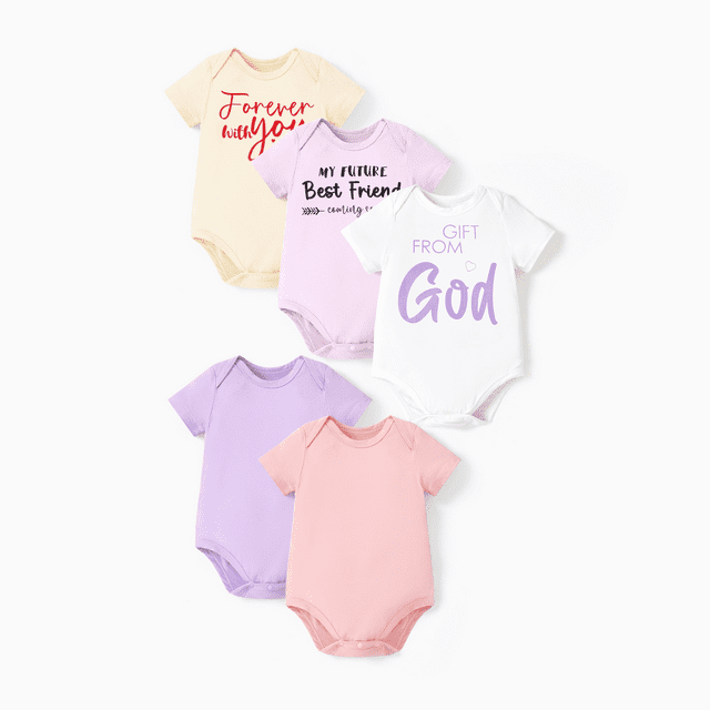 PatPat Bambou Lot de 5 Barboteuse Décontractée pour Bébé Garçon/fille