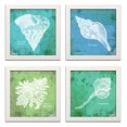 thumbnail image 2 of Gango Home Decor Elegant Retro Shells Coastal Wall Art; Four Blue 12x12in Art Prints in White Frames, 2 of 8