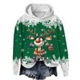 thumbnail image 1 of WILLBEST Sudadera con Capucha Oversize para Mujer, Estilo Casual, con Estampado Navideño de Ciervos con Cabeza Grande y Copos de Nieve, Cuello Redondo, Manga Larga y Diseño Ligero Mediana, 1 of 4