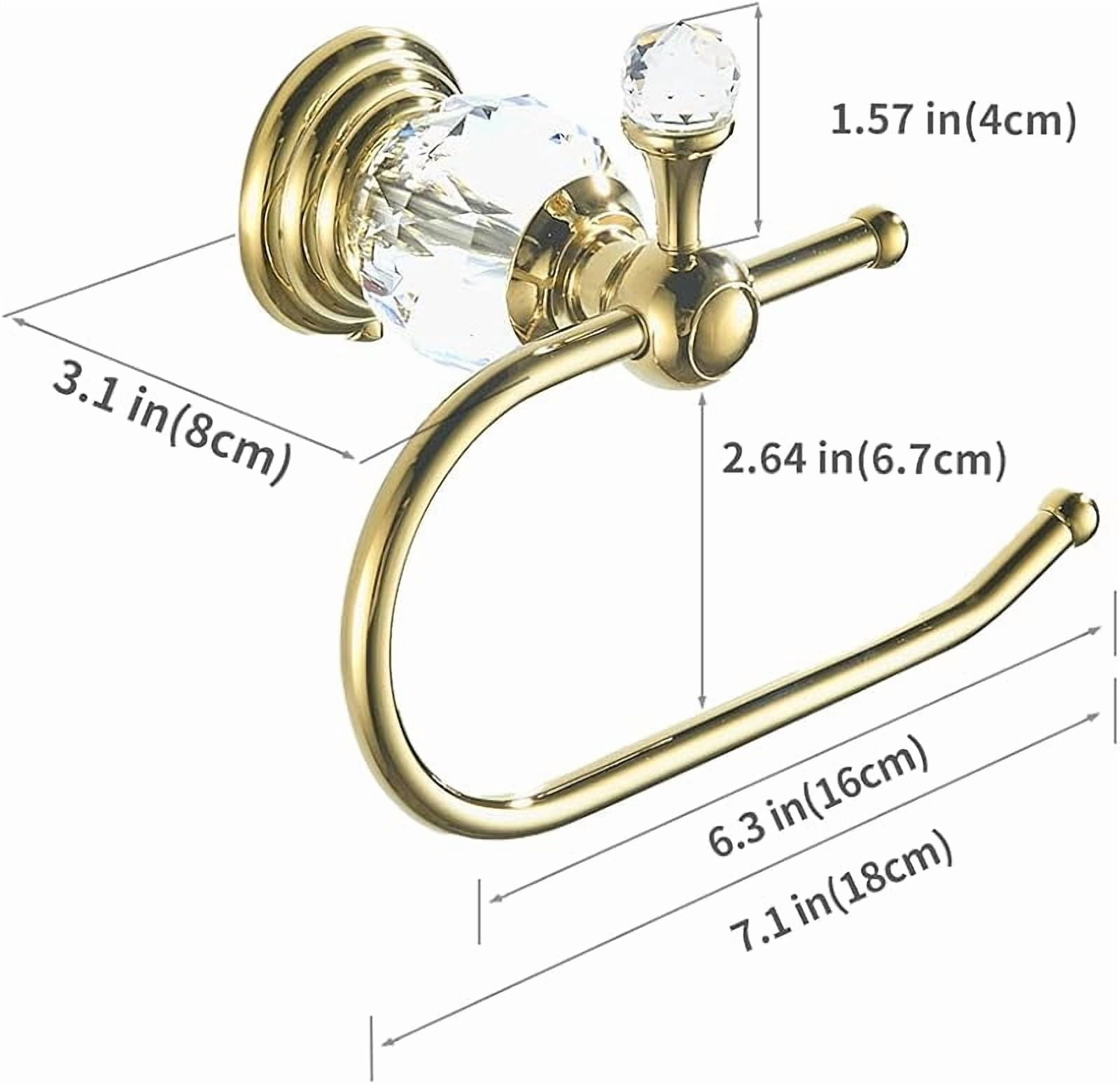 Funpisea Polished Gold Crystal Toilet Paper Holder, Wall-Mounted Bathroom Tissue Roll Holder