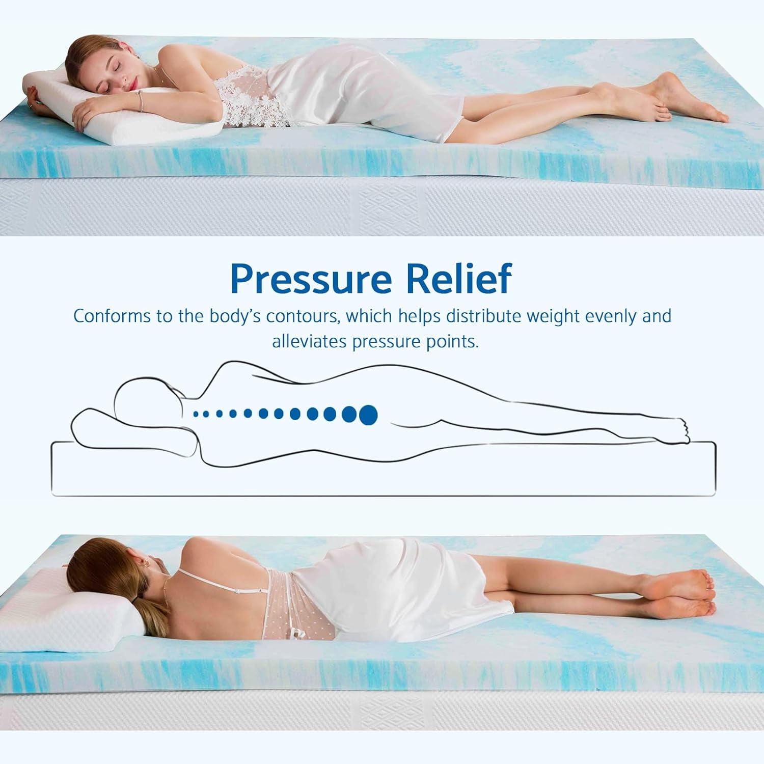 Bigleap 2,3,4 inches Mattress Topper, Twin Size Cooling Gel-Infused Memory Foam Mattress Topper-3 inches