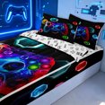 thumbnail image 3 of Erosebridal Neon Galaxy Game Controller Zipper Full Size Comforter Sets with Fitted Sheet and 2 Pillowcases for Boys Men, Glowing Hexagon Zipper Bedding Set, Gamepad Reversible, 4 Pieces, 3 of 7