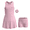 Set-4, variant on Girls Athletic Dress Set - Sleeveless Tennis Dance & Golf Kids Sport Outfit w/ Pockets & Scrunchie, 3 Piece Set