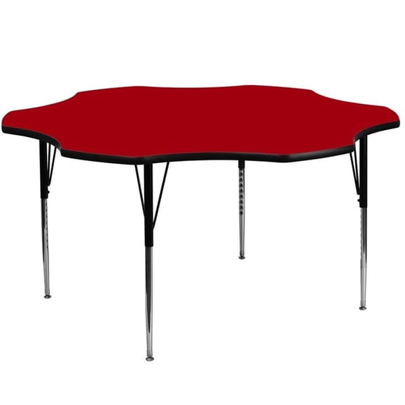 Bowery Hill 31" x 60" Flower Thermal Fused Top Activity Table in Red