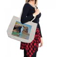 thumbnail image 2 of Beach Shopping Bag, Old Rocky Stone Arches on Spanish Seacoast Summer Nature Scenery Mediterranean Print, Eco-Friendly Reusable Bag for Groceries Beach and More, 15.5" X 14.5", Cream, by Ambesonne, 2 of 2