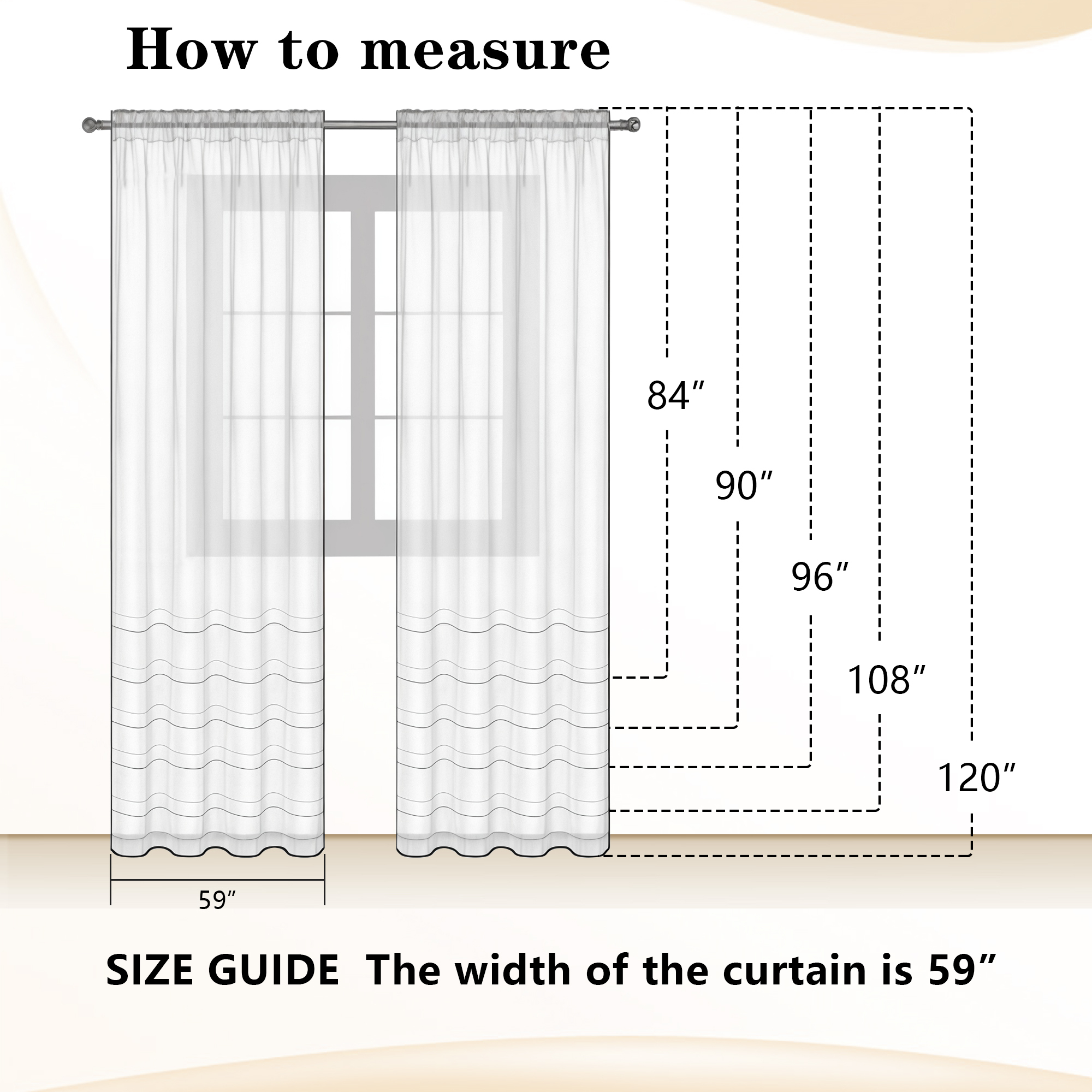 OVZME White Sheer Curtain Panels, 2-Pack, 59" x 90" photo 4
