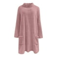 thumbnail image 5 of Mock Neck Sweaters Women Fuzzy Sherpa Fleece Tunic Tops Long Sleeve Plain Pullover Sweatshirt with Pockets (XL, Pink), 5 of 7