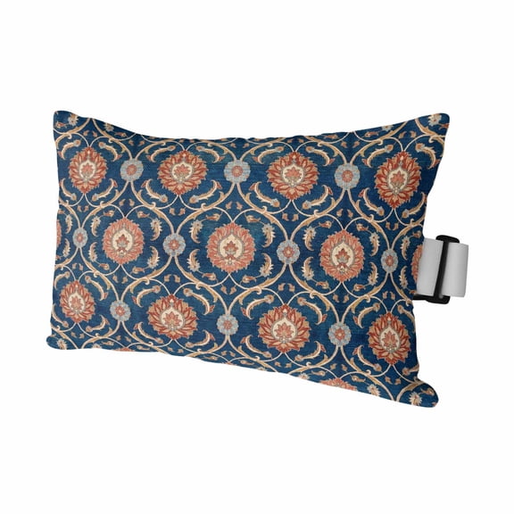 1 Pack Outdoor Waterproof Throw Pillows for Head,Abstract Botanical Floral Cushion Cases with Insert&Straps Neck Pillows for Patio Chaise Lounge Recliner Chair,Vintage Bohemian Flower