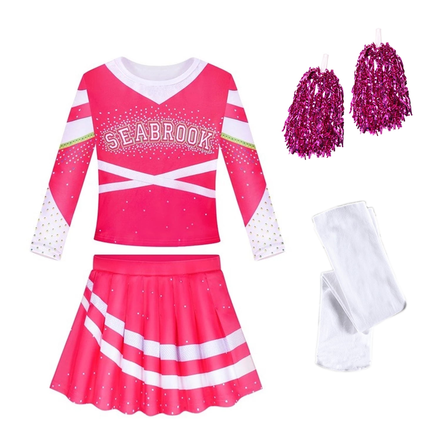 Girls Zombie Cheerleader Costume with Accessories Halloween Christmas