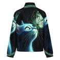thumbnail image 6 of Jackets for Women Winter Coat Jackets Flannel Stand Collar Jacket(Glowing Cat Butterfly Art,Size:S-4XL), 6 of 7