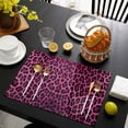 thumbnail image 3 of Pink Leopard Print Placemats Set of 8, Retro Chic Abstract Animals Texture Placemats for Dining Table, Place Mats for Kitchen Tabletop, Waterproof Wipeable Dining Table Mats Set, 3 of 9