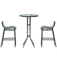 thumbnail image 6 of Outsunny 3 Piece Bar Height Outdoor Bistro Set for 2, Round Patio Pub Table 2 Bar Chairs with Comfortable Design & Strong Build, Charcoal Gray, 6 of 9