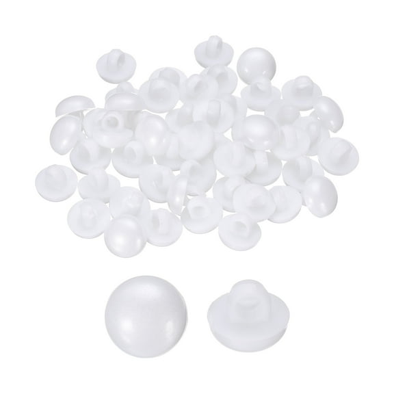 Uxcell 50pcs Plastic Buttons 0.39" Mushroom Domed Sewing Button with Shank, White