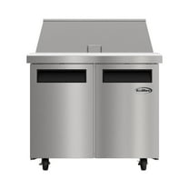 36 in. Commercial 2-Door Refrigerated Mega Salad and Sandwich Prep Table, 15 Pan Capacity and 11 Cu. Ft. of Storage in Stainless-Steel (KM-MPTR36-2D)