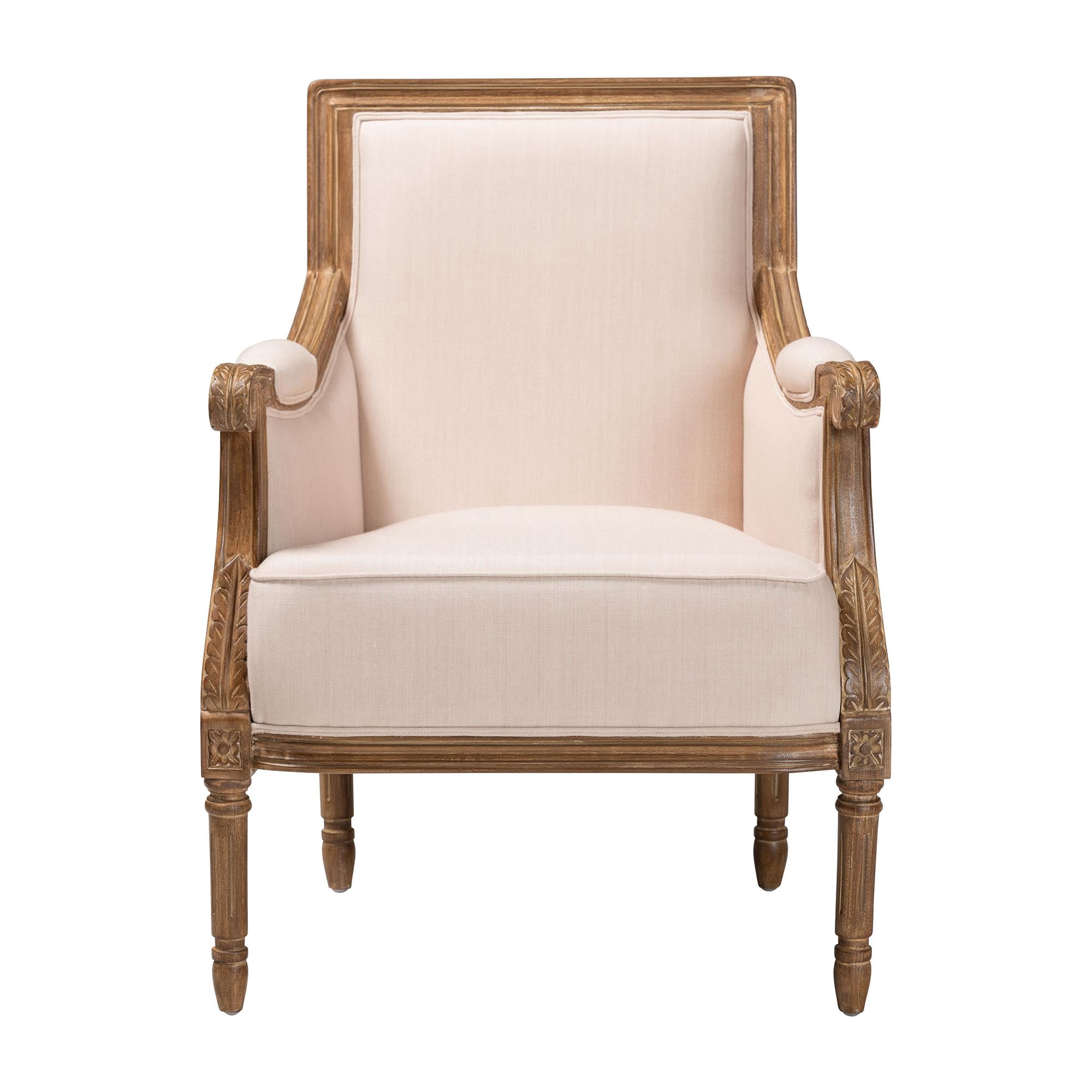 Baxton Studio Chavanon Accent Chair in Light Beige and Brown