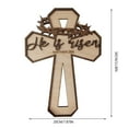 thumbnail image 3 of Easter Cross Wooden Door Hanger With Natural Wood Craftsmanship Religious Holiday Home Decoration He Is Risen Sign For Front Porch Garden Living Room Ideal Gift For Easter, 3 of 7