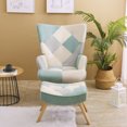 thumbnail image 5 of LUCKHAO  Accent Chair with Ottoman , Single Sofa Chair Reading Armchair with High Back, Colorful Fabric Plaid Bohemian Style Chairs with Ottoman, for Living Room Bedroom,Office, 5 of 14