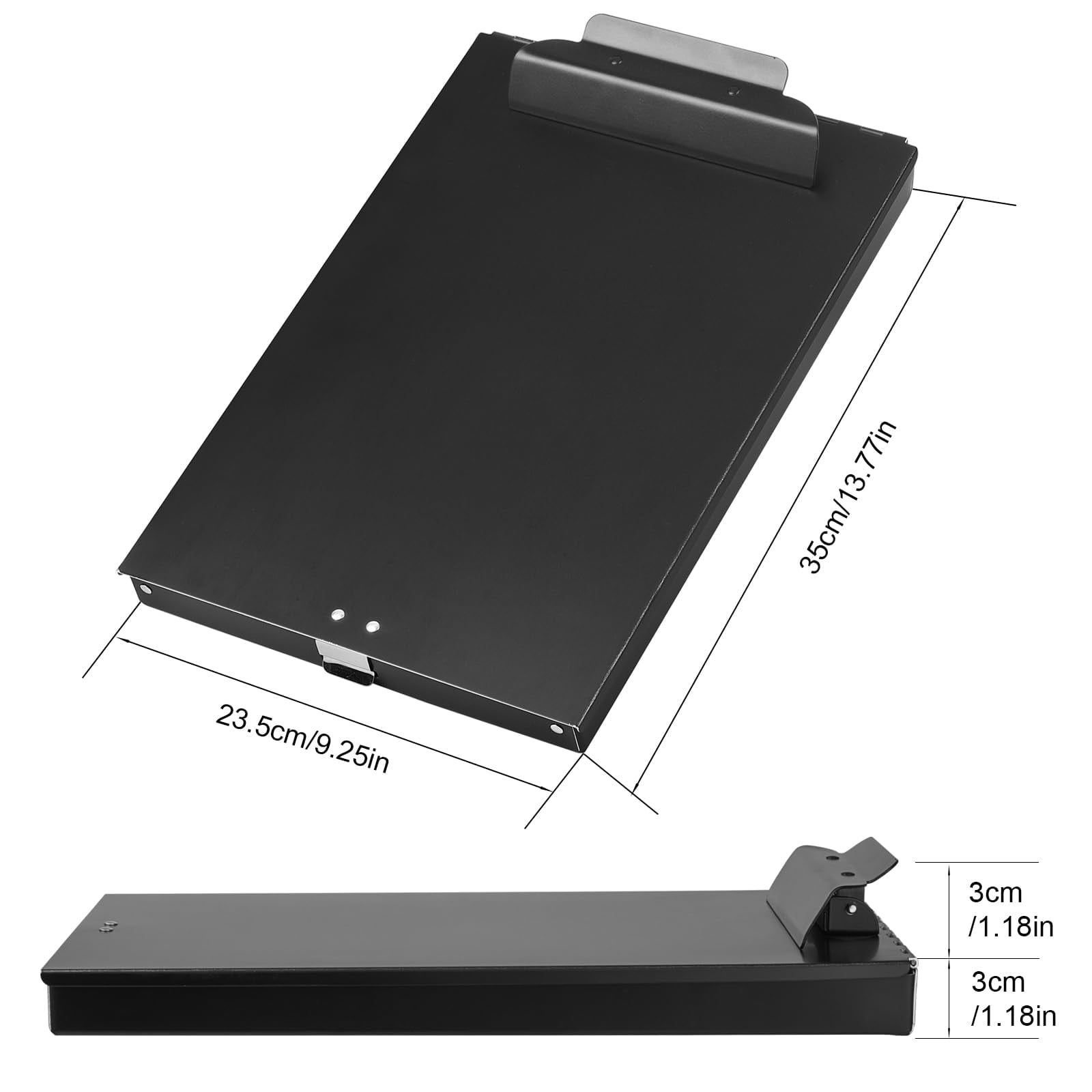 Aluminum Clipboard With Storage  4 Pack Recycled Metal Box Form Holder Suitable For School Office Jobsite Or Staff 9.25 X 13.78 Inches Black
