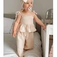 thumbnail image 2 of Infant Baby Toddler Girls Clothes Solid Color Sleeveless Camisole Linen Pants Set Baby Summer Outfits, 2 of 7