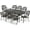 Dark Bronze/No Cushion, variant on MEETWARM 9-Piece Outdoor Patio Dining Set, 8 Outdoor Dining Chairs and 1 Oval Table with 2.2" Umbrella Hole, All Weather Cast Aluminum Patio Funiture Set for Backyard, Patio, Garden