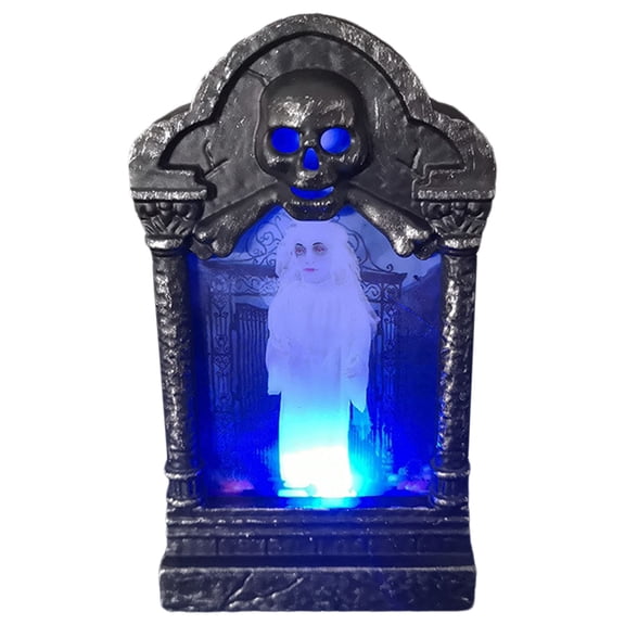 Getwin,LED Ghost Tombstone Candle Lamp Decoration, Red Glowing Halloween Prop for Tabletop, Mantel, and Indoor Displays