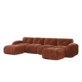 thumbnail image 6 of Eyisean 140'' Boneless Couch with Tufted, U Shaped Sectional Couches For Living Room, 4 Seater Cloud Couch with Ottoman, Retro Velvet Floor Sofa for Bedroom, No Assembly Required, 6 of 17