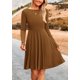 thumbnail image 5 of Vestido PRETTYGARDEN de Punto Acanalado en Línea A Manga Larga Marrón Talla L, 5 of 8