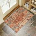 thumbnail image 4 of Retro Door Mat, 17 X 30 Inch Bohemian Orange Vintage Carpet Welcome Doormat Decorative Home Floor Mat, Non Slip Rubber Back and Strong Water Absorption for Outdoor Indoor Entrance Decor, 4 of 6