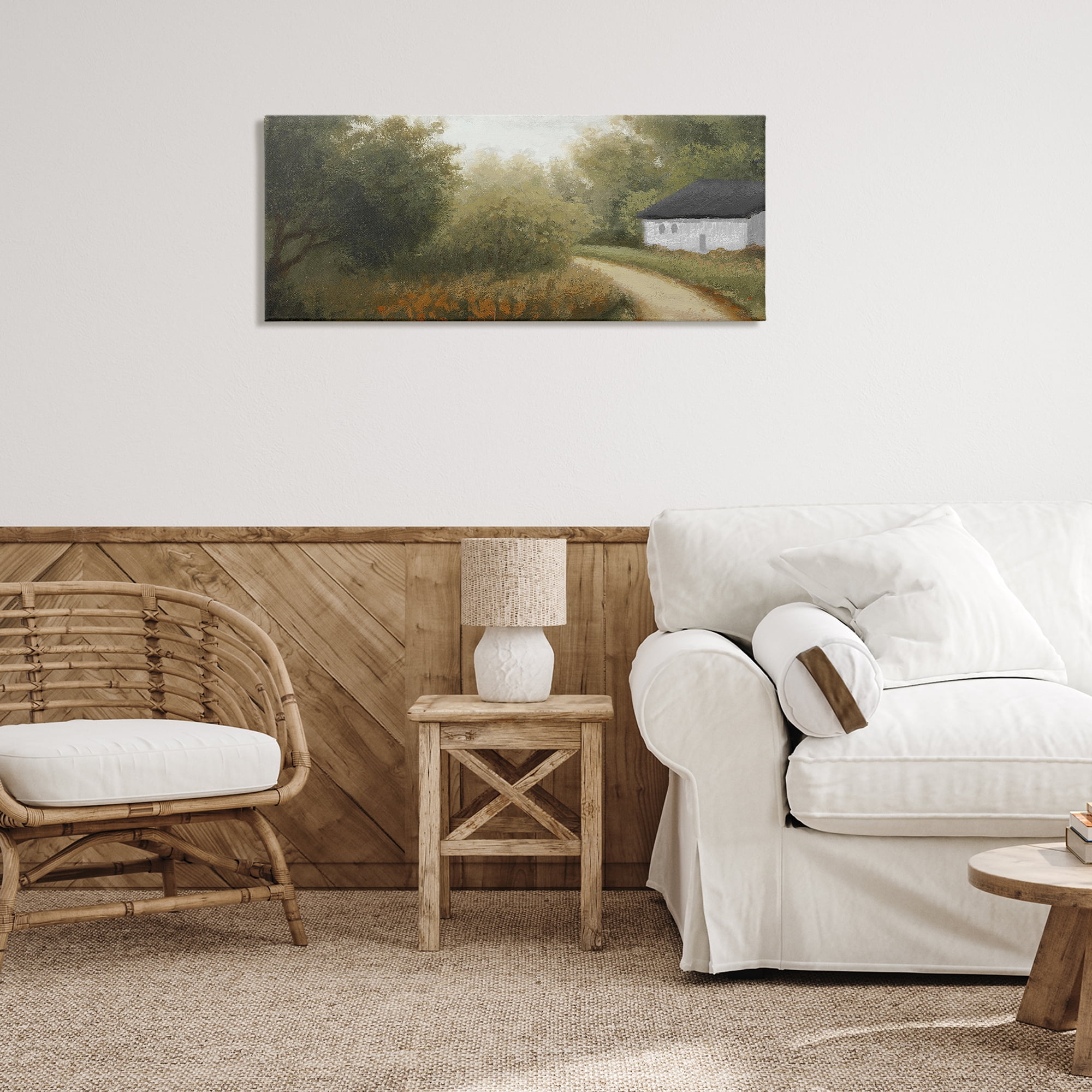 Stupell Industries Charming Country Road Landscape & Nature Painting Wrapped Canvas Art Print Wall Art, 40 x 17
