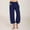 Dark Blue, variant on High Waisted Womens Capri Palazzo Pants Boho Plus Size Cotton Linen Wide Leg Pants Summer Solid Lightweight Drawstring Women's Capris 4XL