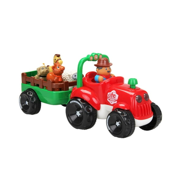 Lipstore Tractor Toy with Farmer Musical Tractor Decor Interactive Farmer and Animals for