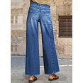 thumbnail image 3 of Loose wide-leg high-waisted straight-leg retro casual washed denim trousers for women, 3 of 5
