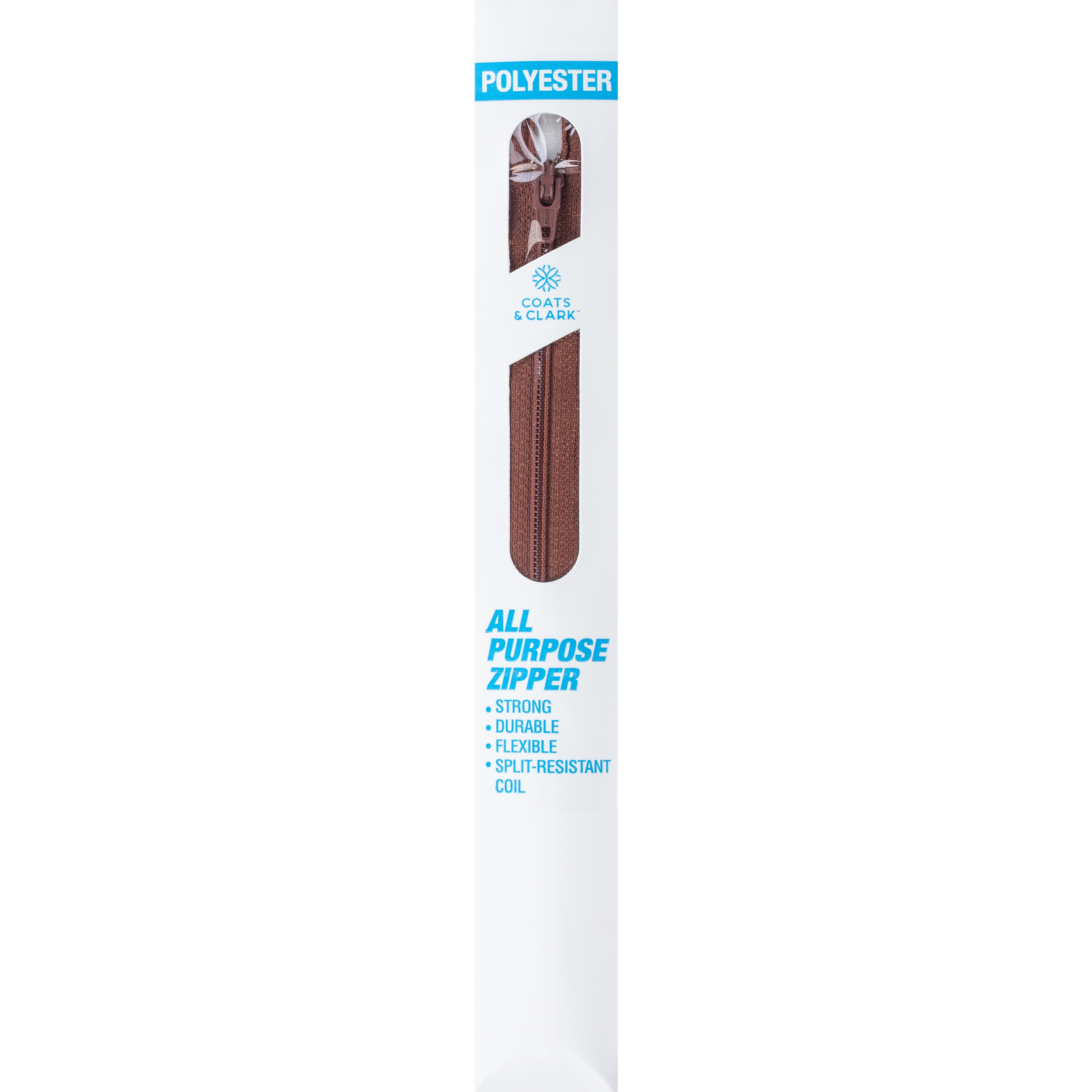 (3 pack) Coats & Clark Polyester 22" All Purpose London Tan Sewing Zipper, 1 Each