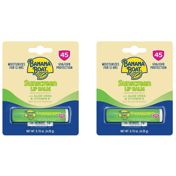 Banana Boat Aloe Vera with Vitamin E Sunscreen Lip Balm, SPF 45 .15