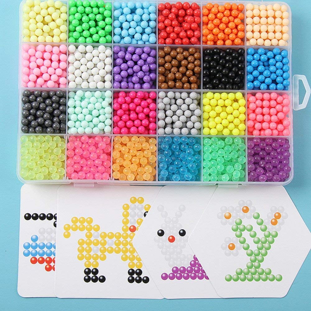 Starterset Water Fuse Beads 5mm 24 Farben 3500 stk.+ Zubehör kit Aqua Beads SET 
