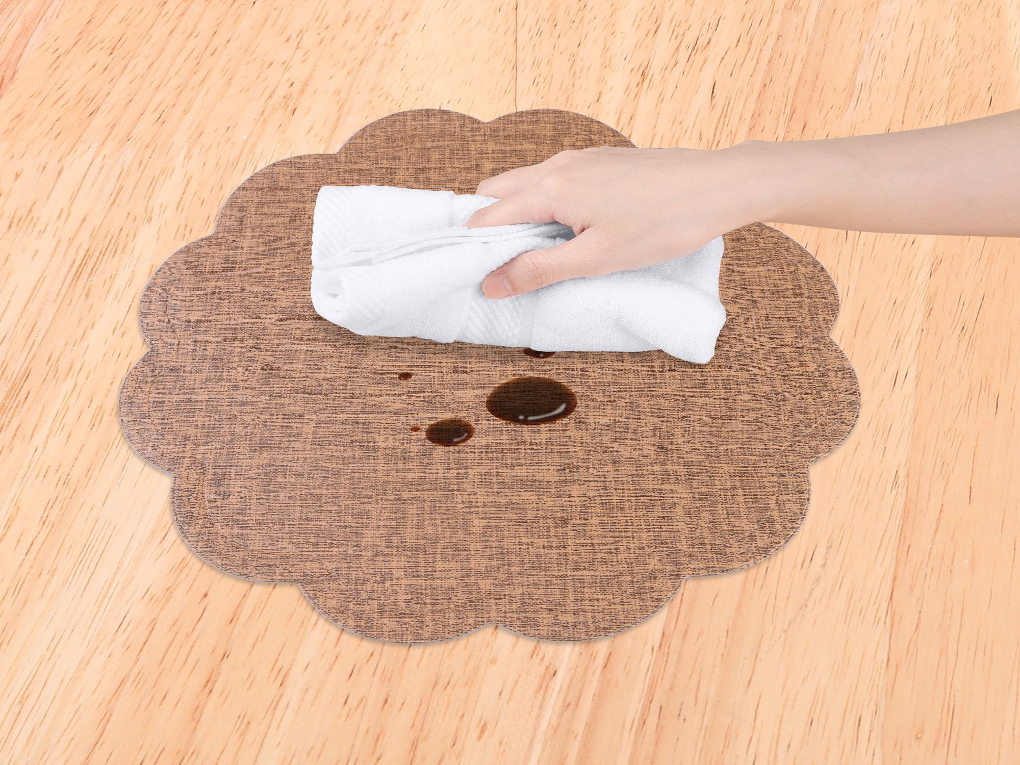 Unique Bargains Set of 6 Flower Placemats for Kitchen Coffee 15*15in