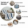 thumbnail image 6 of Flannel Fleece Throw Blanket Navy Blue Stripe Gray Linen Lightweight Soft Plush Blankets,Geometric Minimalist Style Cozy Warm Throw Blanket for Couch Sofa Bed Car Office All Season Use 60x80in, 6 of 9