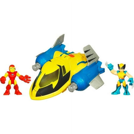 Marvel Super Hero Adventures Playskool Heroes Rescue Jet with Wolverine and Iron Man