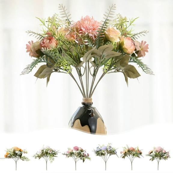 Artificial Flowers Bouquet 11 Inch Fake Silk Bloom for Home Decoration Vase Centerpiece Wedding Party Arrangement by PALIFEUR