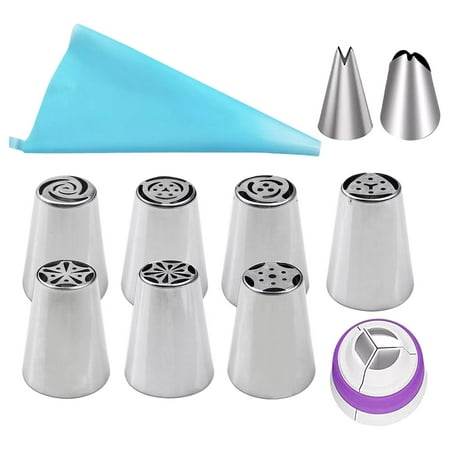

Reusable Russian Piping Tips Baking Supplies Professional Frosting Piping Cupcake Decorating Icing Piping Nozzle for Cupcake Cookie 11Pcs