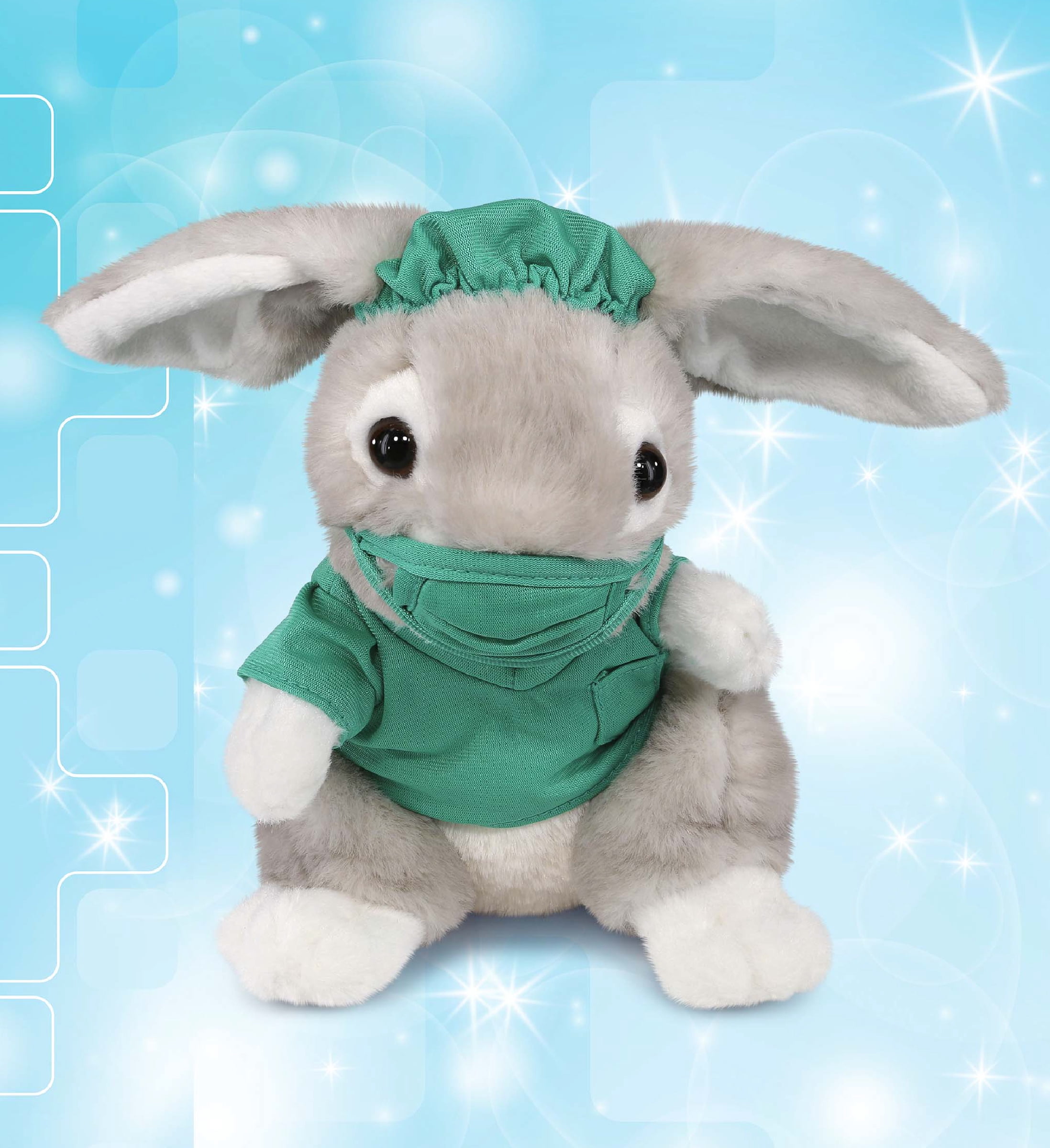 DolliBu Grey Rabbit Doctor Plush Toy - Super Soft Grey Rabbit Doctor Stuffed Animal Dress Up with Cute Scrub Uniform and Cap Outfit - Fluffy Doctor Toy Plush Gift - 6.5 Inches
